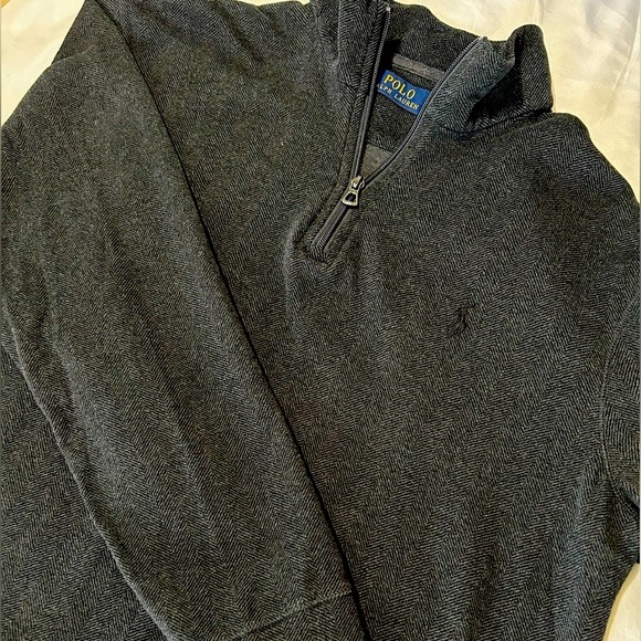 Polo Ralph Lauren Long Sleeve 1/4 Zip Herringbone Pullover Size Large Classic - Picture 1 of 10